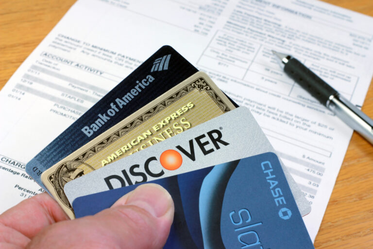 handful of credit cards